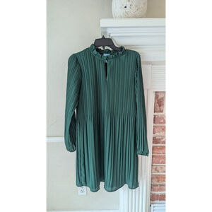CeCe Green Pleated Mini Dress